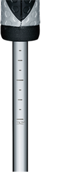 32〜36インチに刻まれた目盛で好みの長さに調整が可能