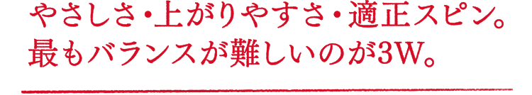 やさしさ・上がりやすさ・適正スピン。最もバランスが難しいのが3W。